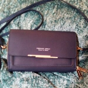 Nwot Dark Blue Forever Lovely  Crossbody Bag Shiny Hardware